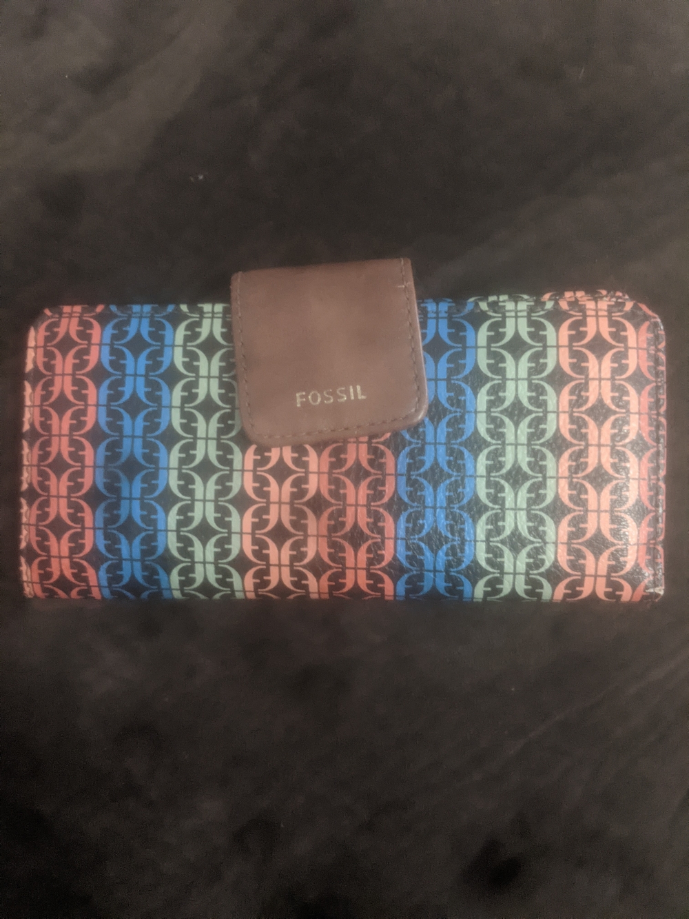 Fossil Multicolor Logo Stripe Zip Card Holder